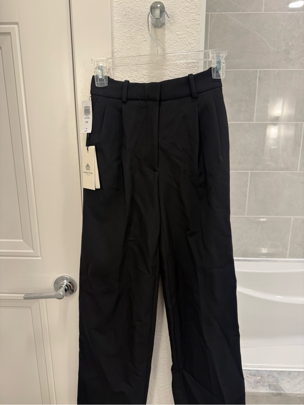 Aritzia Black High-Rise Pleated Trousers